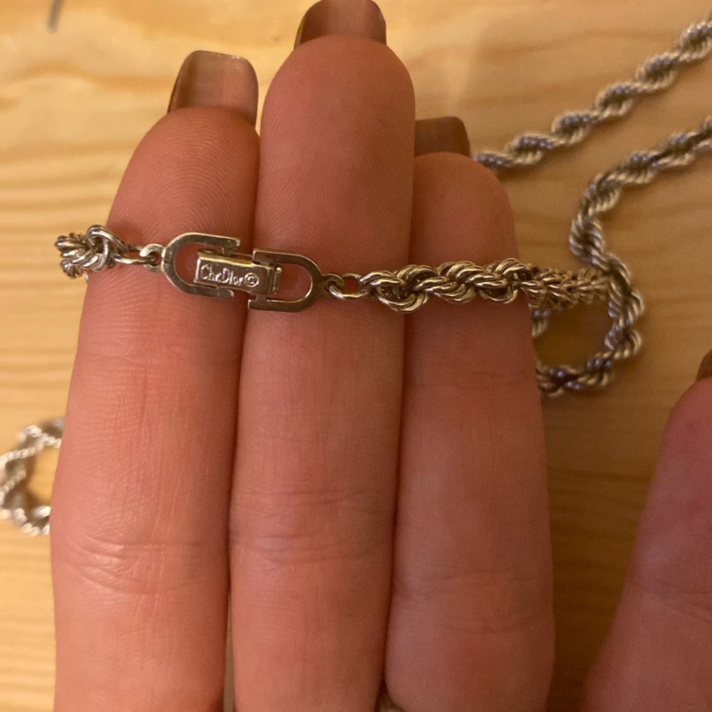 Christian Dior silver 16” rope necklace
